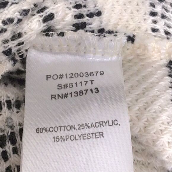 Doe & Rae Black Stripe Cream Knit Back Zip Pullover - Picture 11 of 11